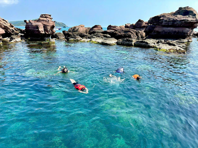 Snorkeling at coral reefs in Phu Quoc
